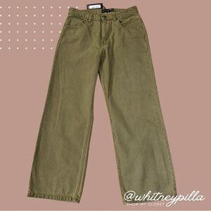 Pretty Little Thing green vintage wash jeans Low Waist Wide Leg denim size US 4